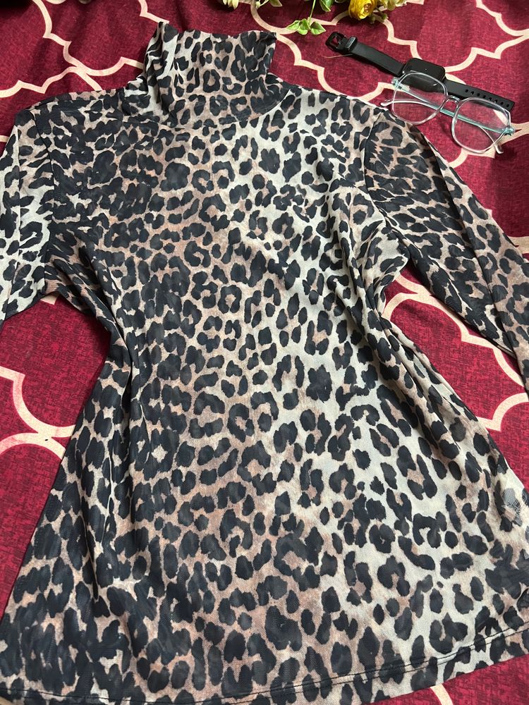 Tiger Print High Neck Top