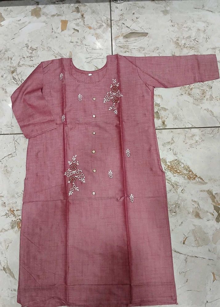 Embroidered Pink Kurta