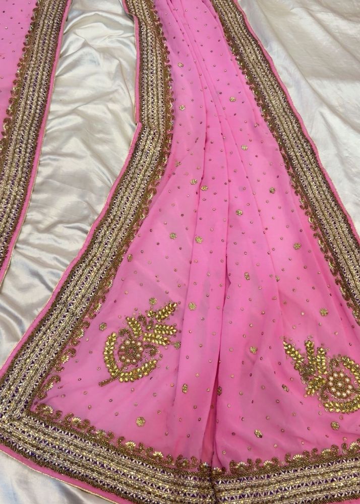 Beautiful Pink Embroidered Saree