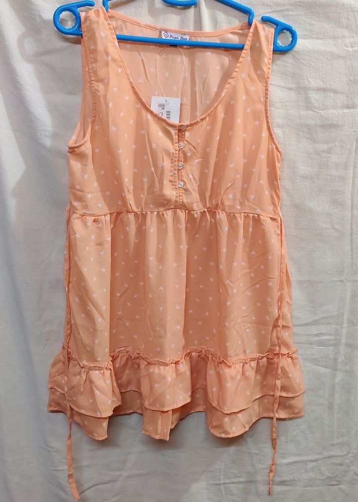 🆕 “Purple State” Peach Ruffled Top