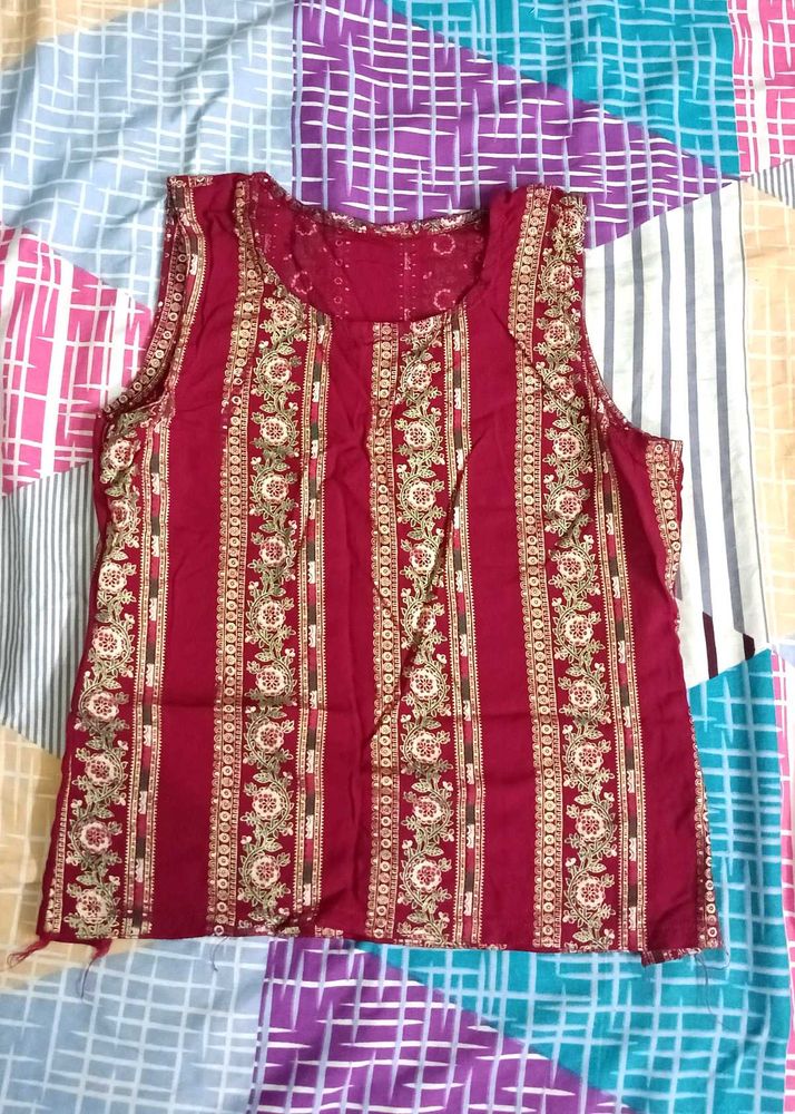 Maroon Printed short kurti top hand made✨✨