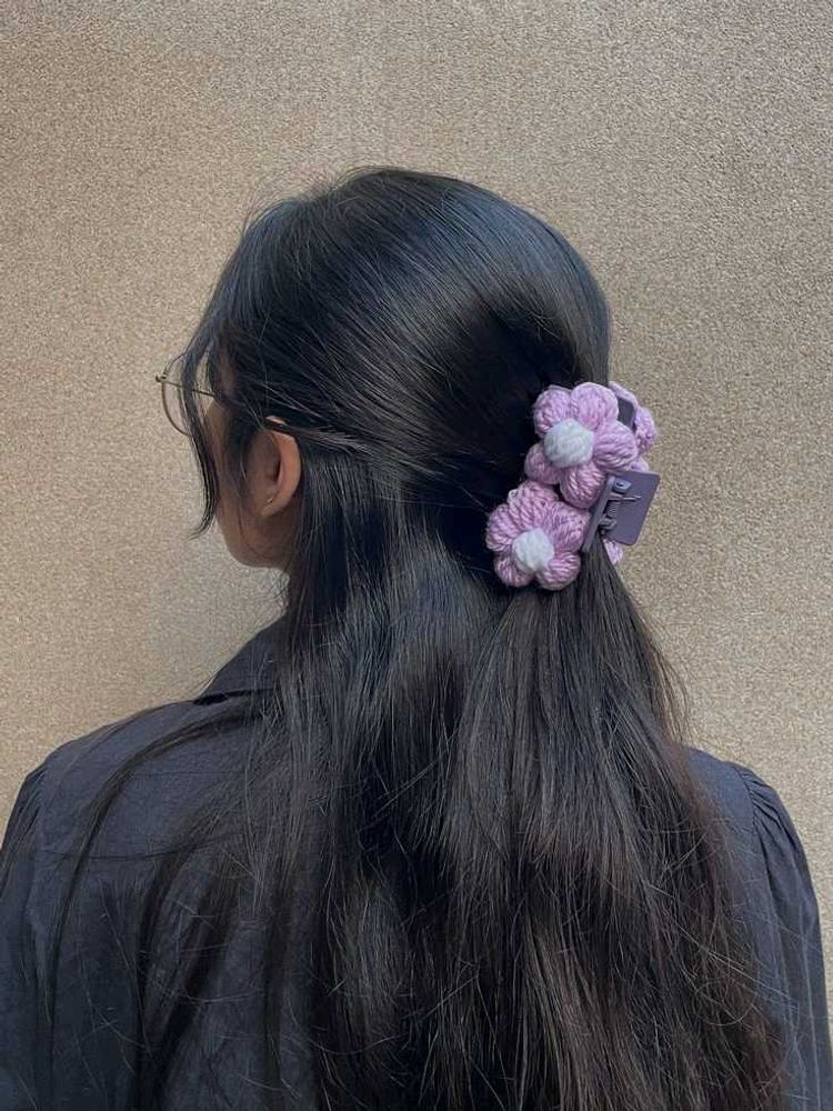 Cute Crochet Flower Hair Claw Clip