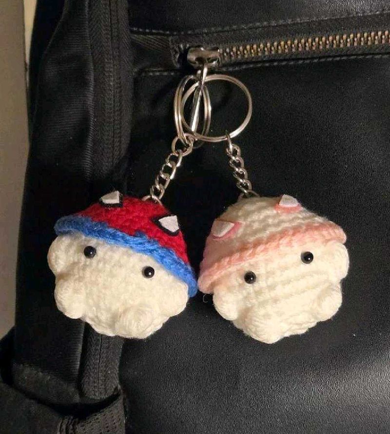 Cute Crochet mushroom Keychain Set