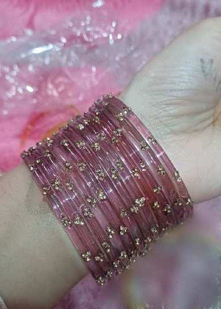 kashmiri Purple raindrop glass Bangles Set