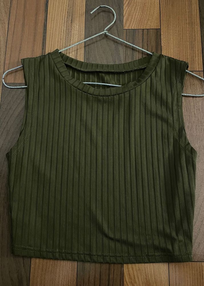 Olive Green Crop Top