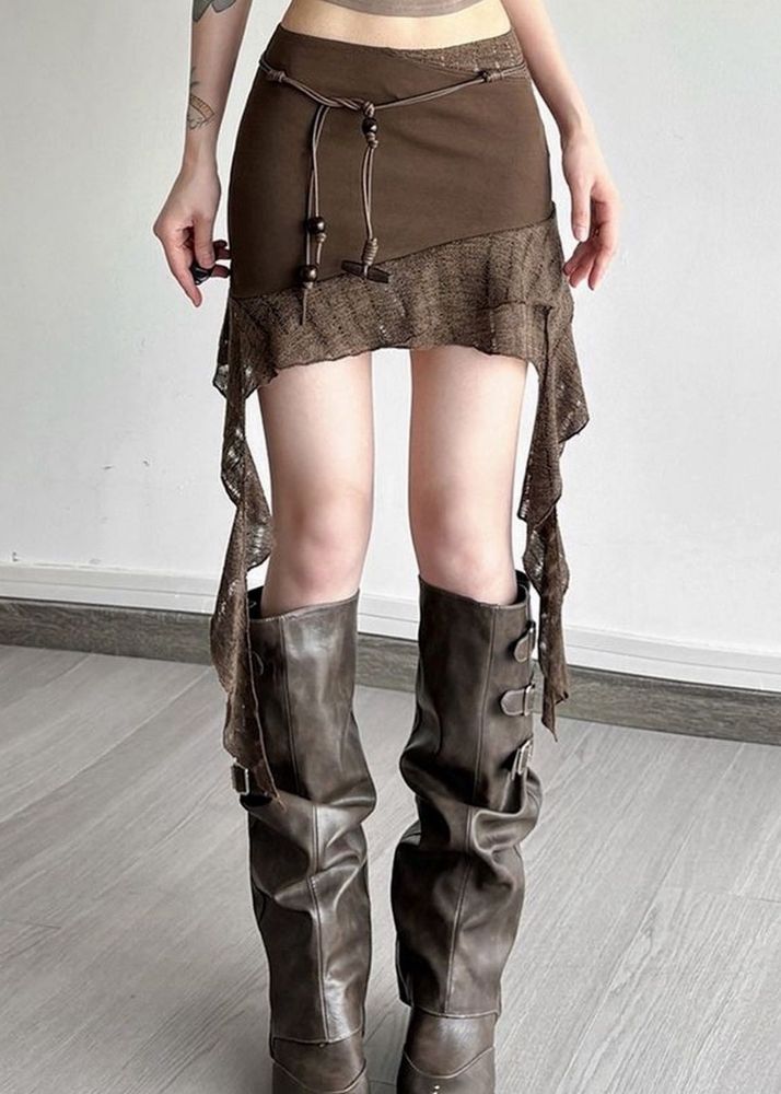 Boho Chic Asymmetrical Ruffle Skirt