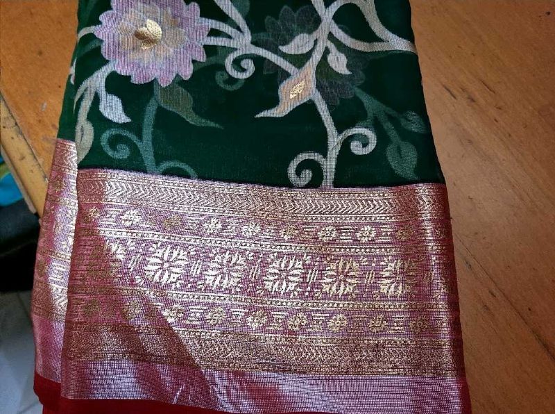 Elegant Green Floral Saree