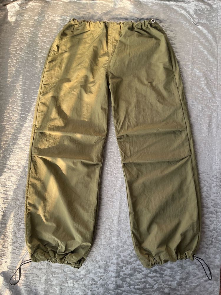 Olive parachute pants