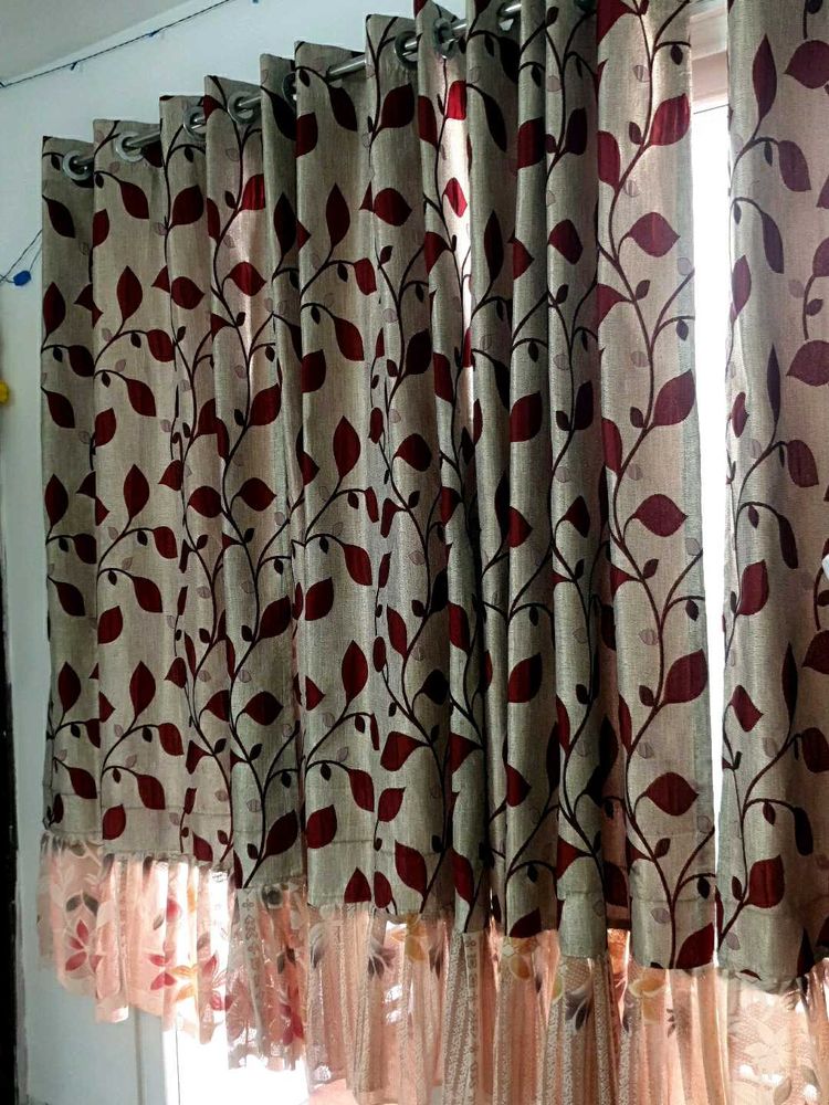 Elegant Leaf Print Curtains set 4