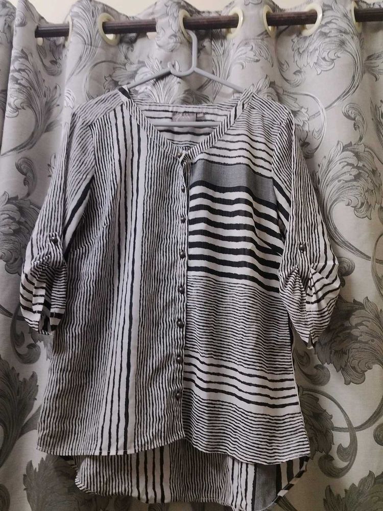 Chic Striped Button-Up Blouse