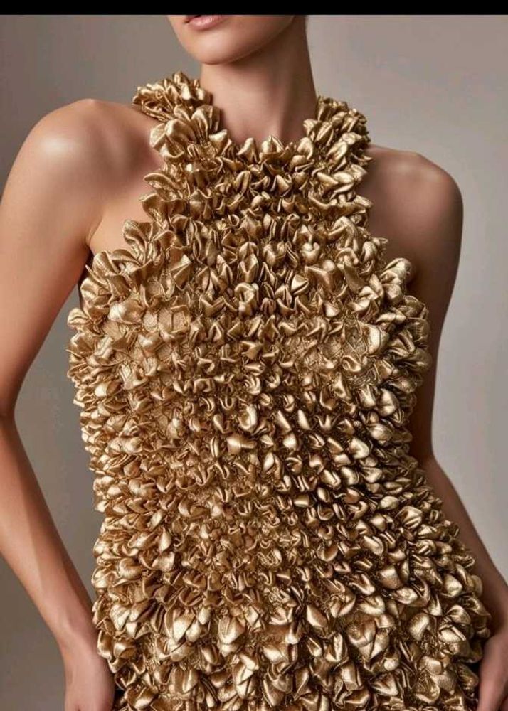 Stunning Gold Ruffle Halter Top
