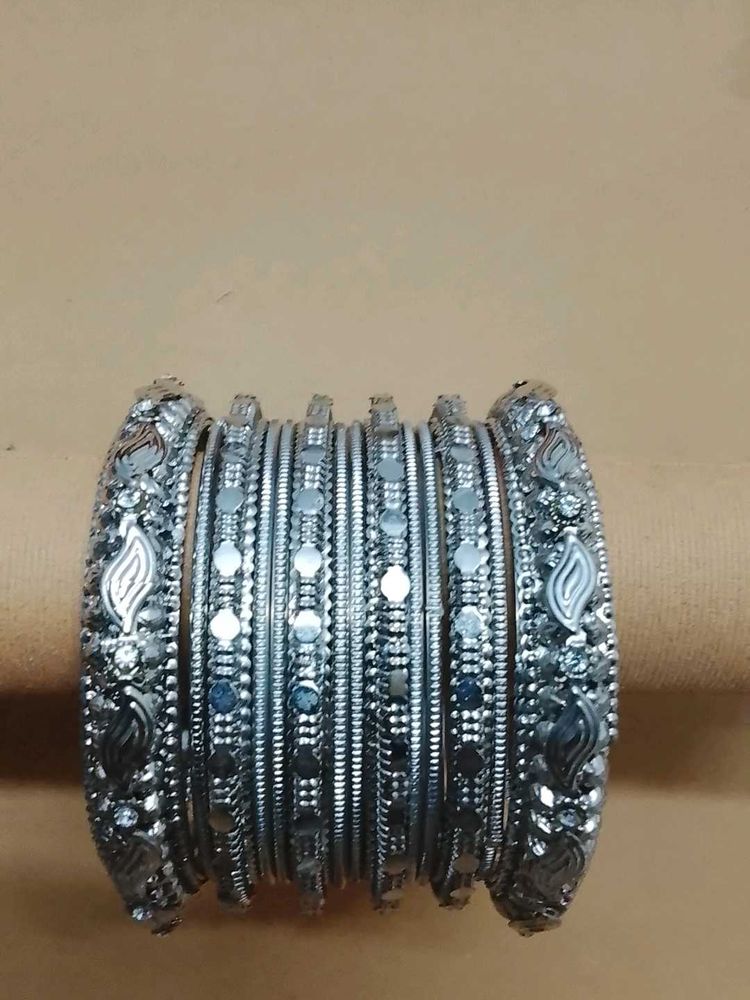 Exquisite Silver Bangles Set