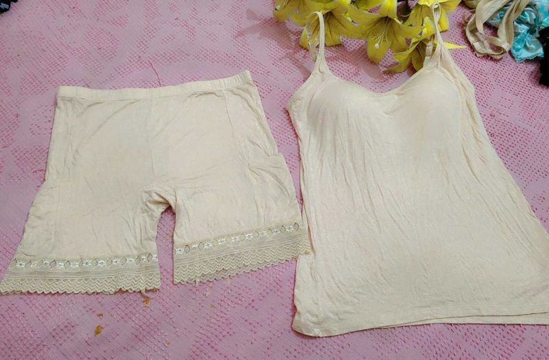 Padded Bra Camisole Top With Shorts
