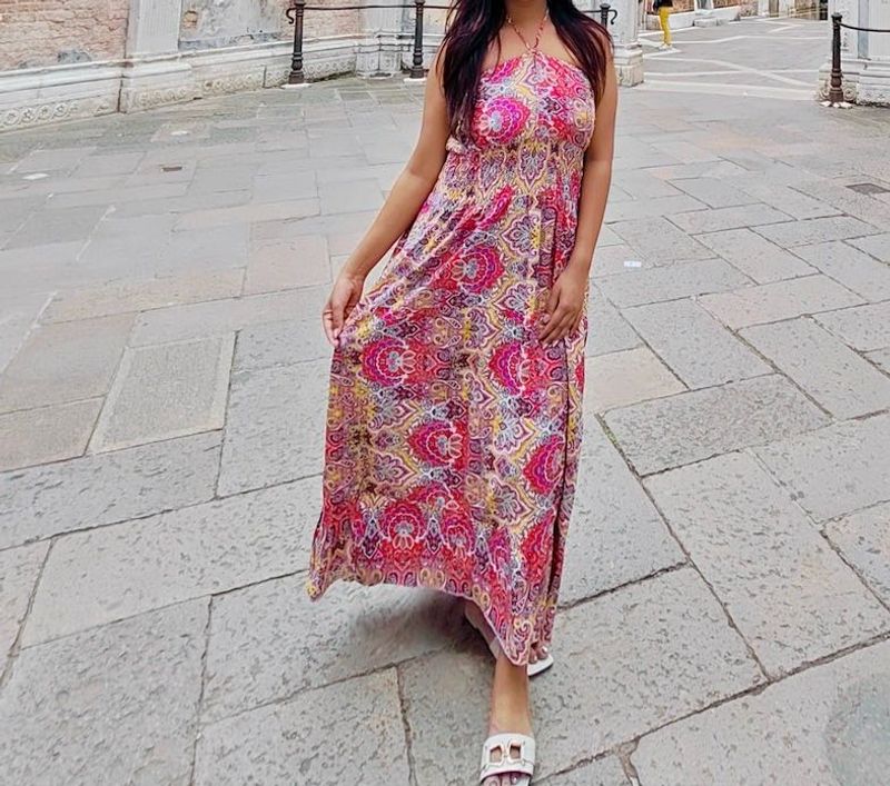 Bohemian Beach off shoulder Pink Maxi Dress