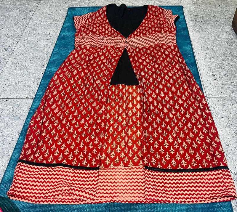 Red Printed Kurta