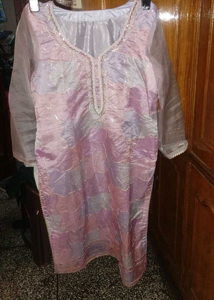 Elegant purple Kurta with palazzo and dupatta
