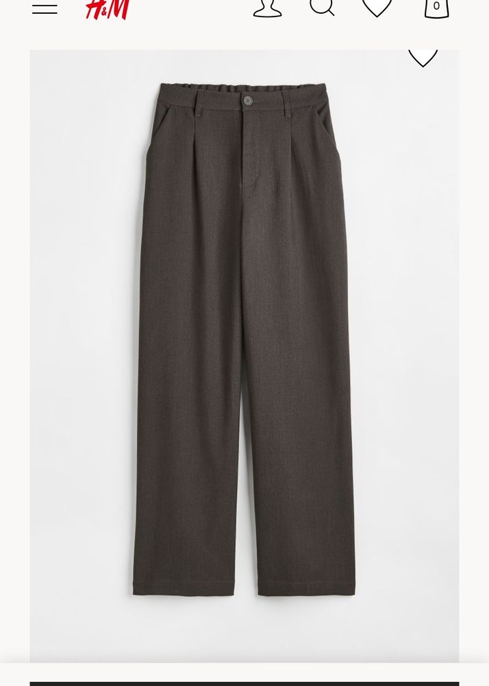 Wide Leg Trousers Grey H&amp;M