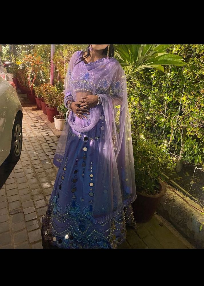 lavender mirror work lehnga and choli