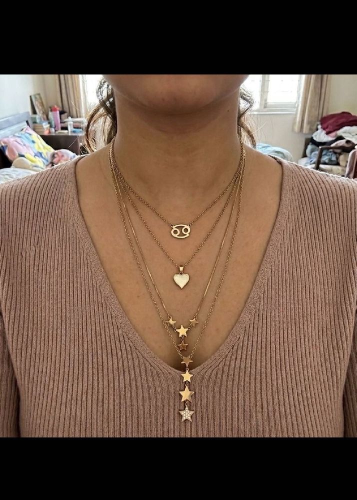 Layered Zodiac &amp; Star Charm Necklace