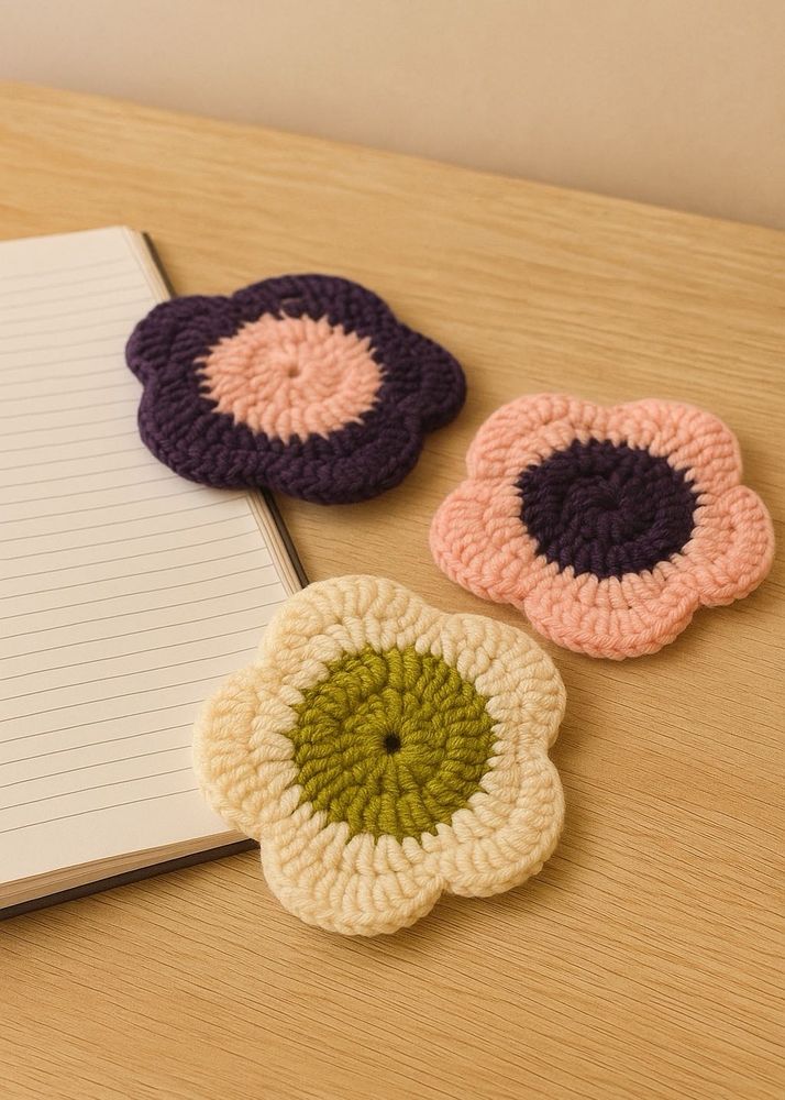Crochet Flower Coasters For Your Coffee Cup