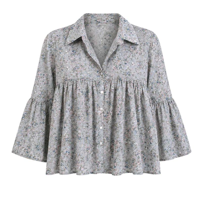 Floral Ruffle Sleeve Blouse