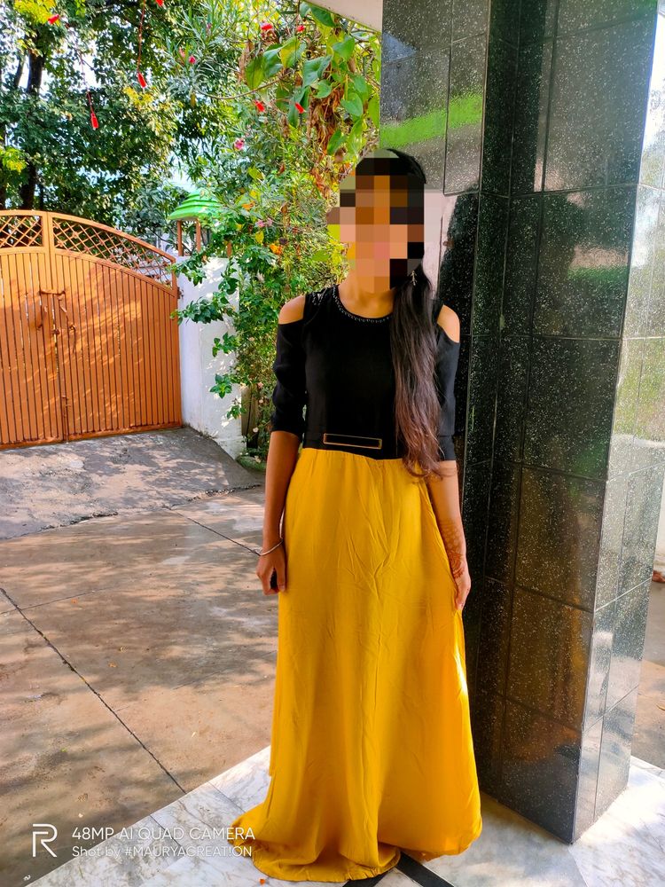 Black And Yellow Long Dress