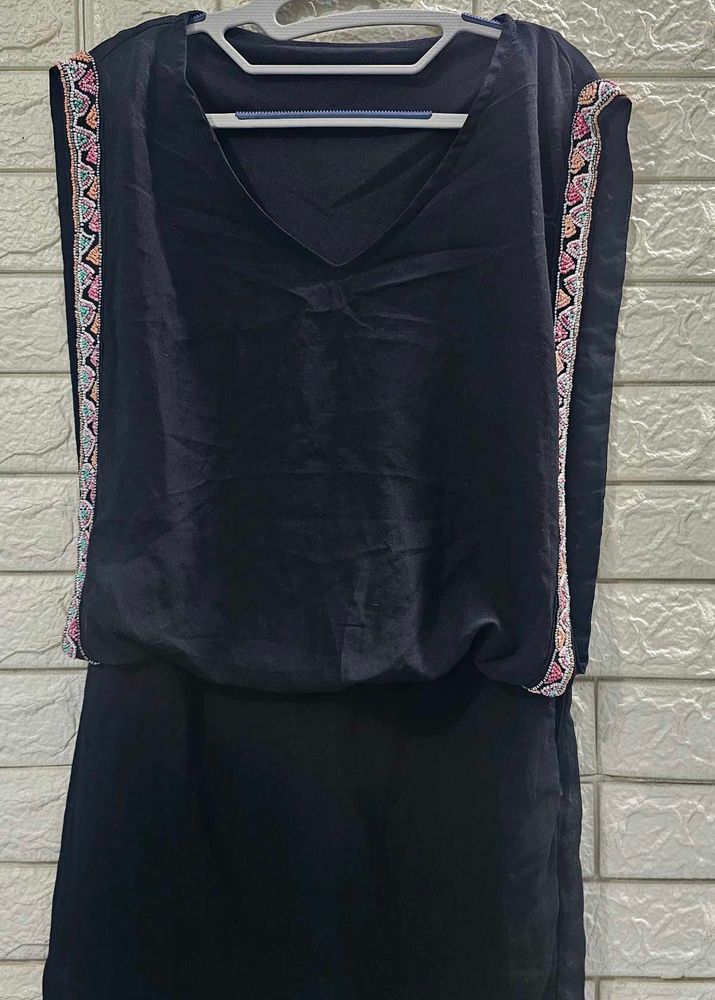 Elegant Black Embroidered Gown