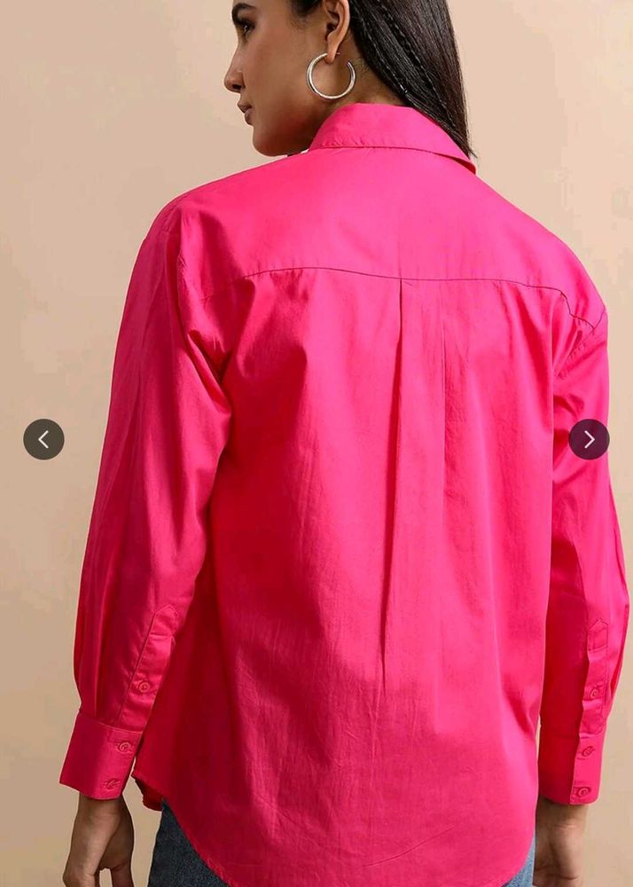 Vibrant Pink Oversized Button-Up Shirt