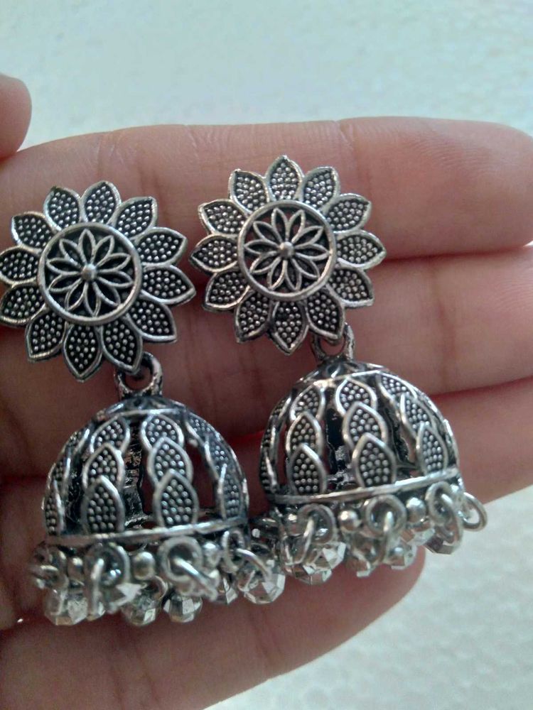 Oxidized Jhumka Earrings