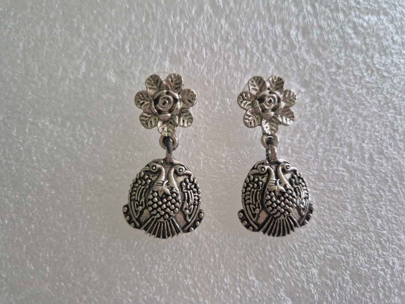 Silver Toned Peacock Earrings-Unused