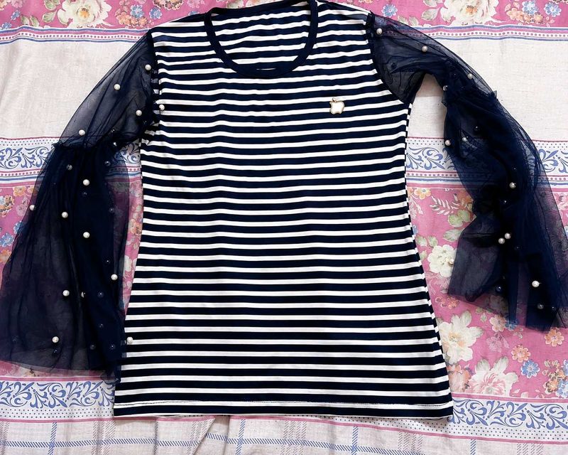Striped Top with Bell Sleeves