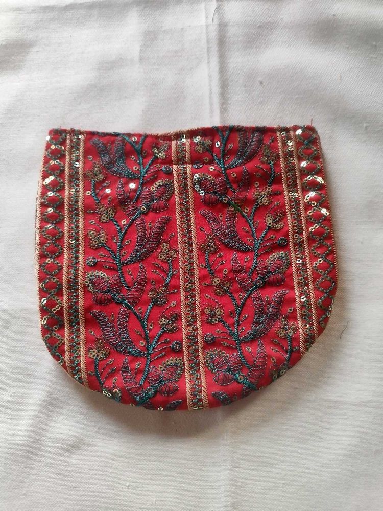 Red Embroidered Pouch