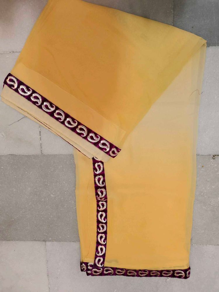 Elegant Yellow Saree with Border used only once
