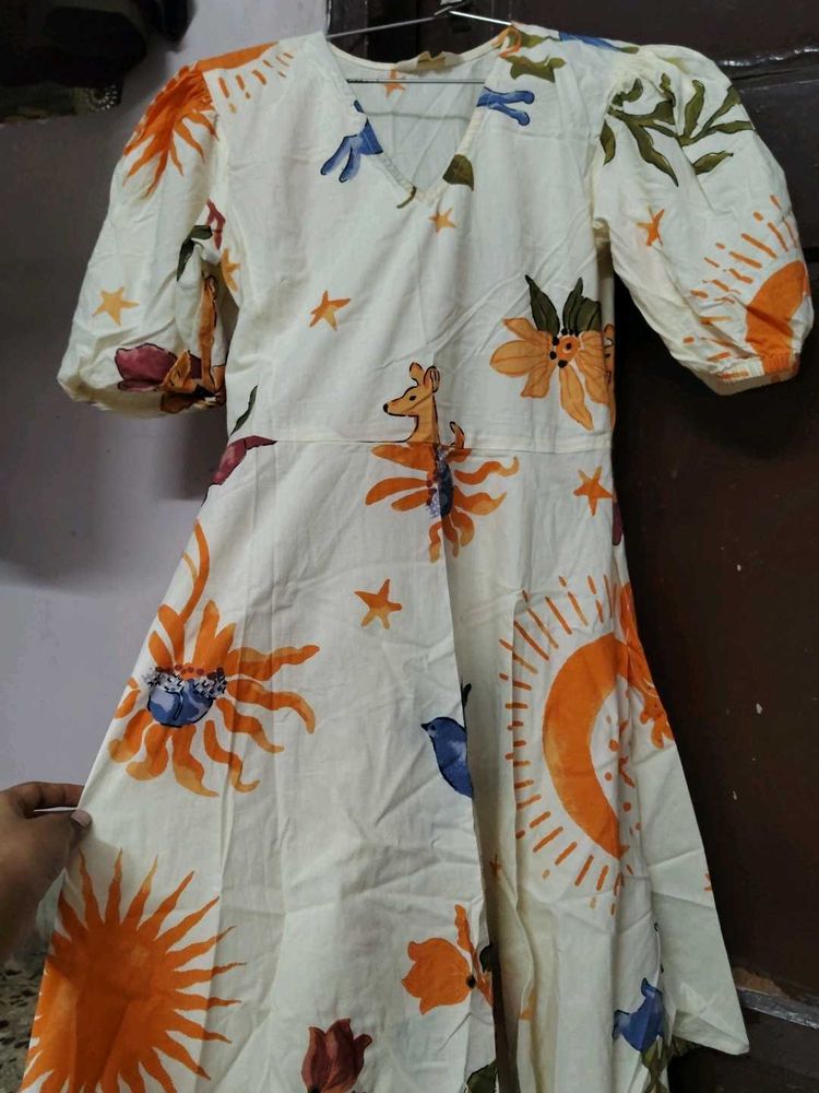 Boho Sun &amp; Nature Print Midi Dress