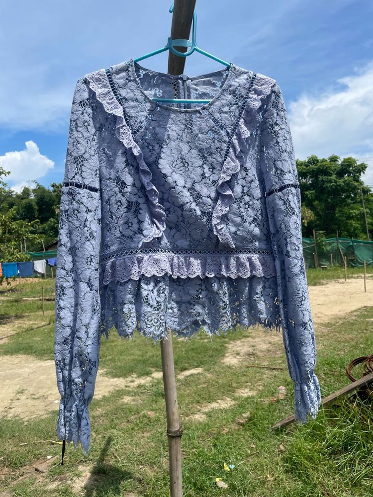 blue classy lace top