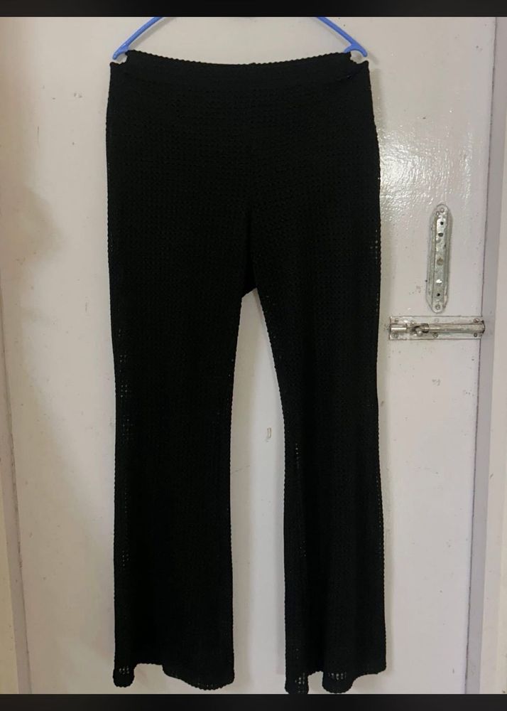 Black Crochet Flare Pants