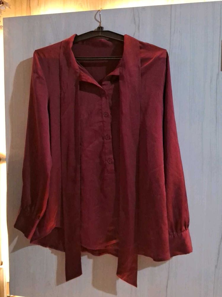 Maroon Bow Neck shirt