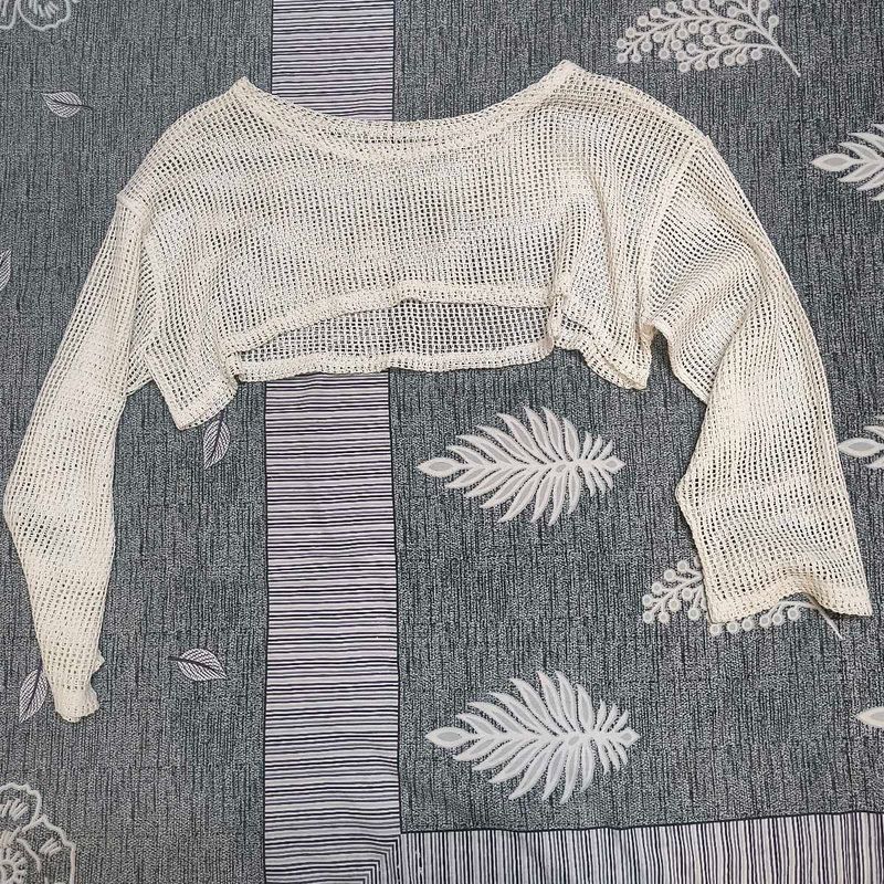 Cropped Mesh Sweater Top