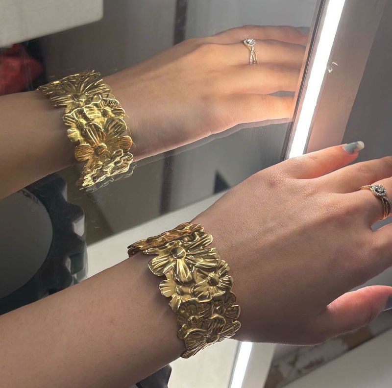 Vintage Floral Statement Cuff Bracelet