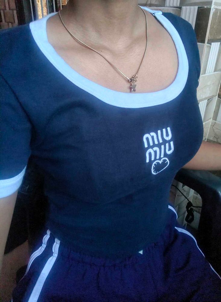 Navy Blue Graphic Print T-Shirt