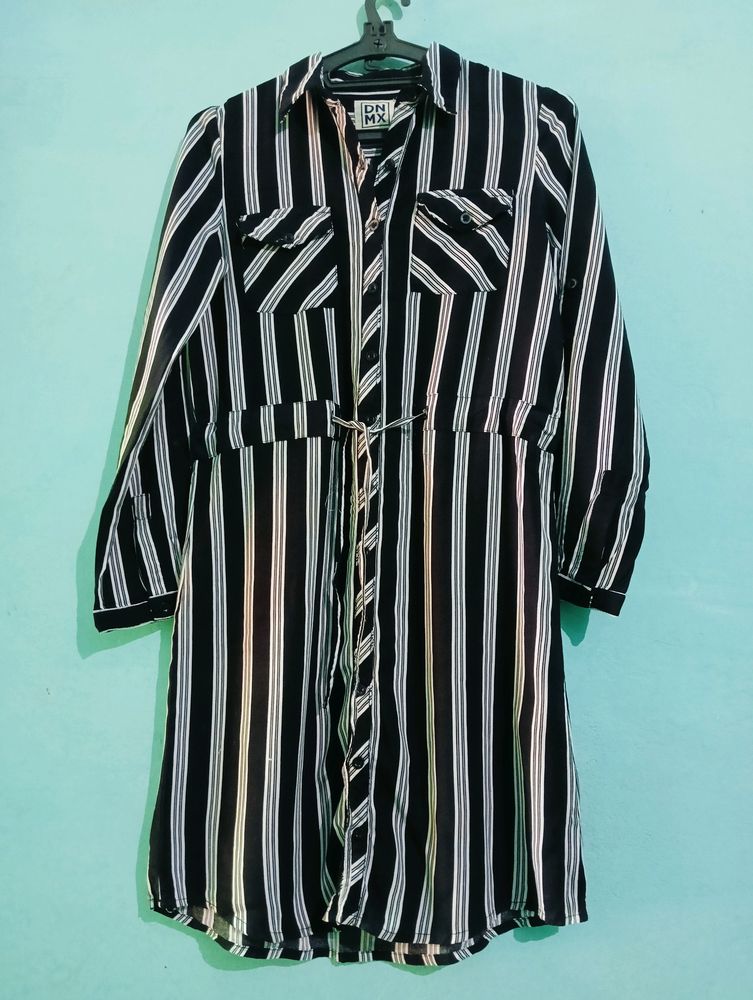 Black &amp; White Striped Dress