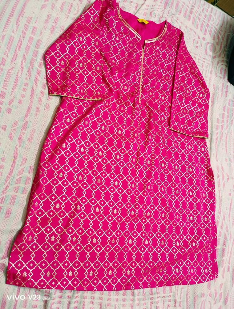 Brand New Aurelia Pink &amp; Gold Foil Print Kurti