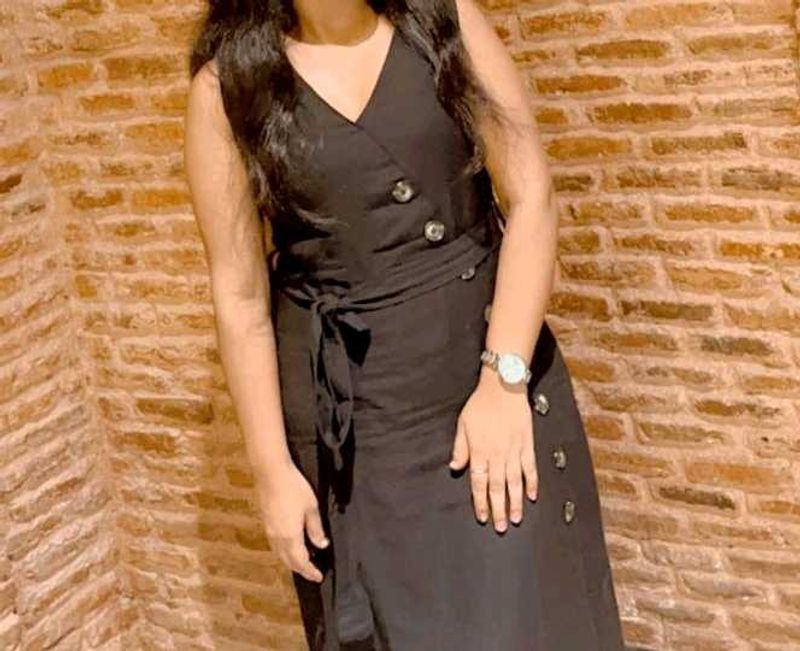 women black  Solid fit and flare dress