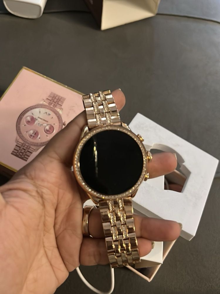 Rose Gold Smartwatch with Crystal Accents