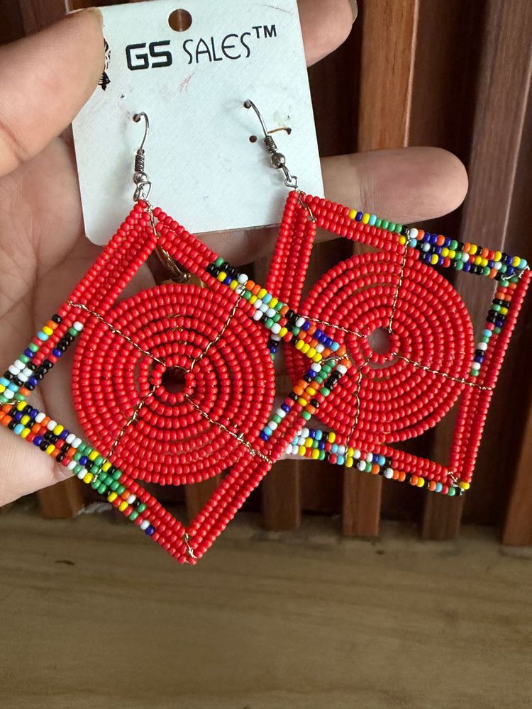 Vibrant Beaded Hoop Earrings