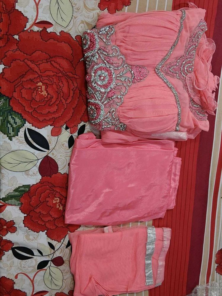 Beautiful Pink Embellished Kurta Set