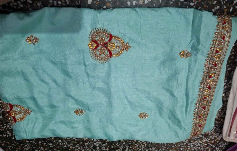 Beautiful Light Blue Embellished Saree