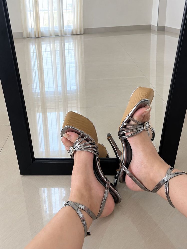 Chic Strappy Metallic Heels