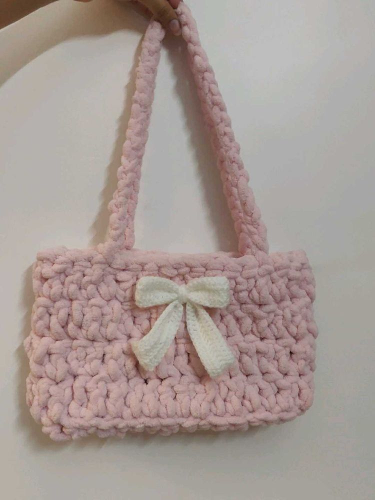 Handmade Chunky Knit Shoulder Bag🌸💕🤍