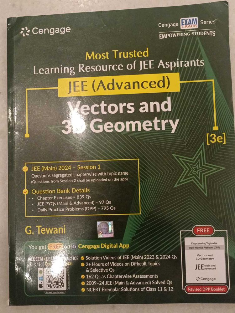 Cengage JEE Advanced Vectors and 3D Geometry Book